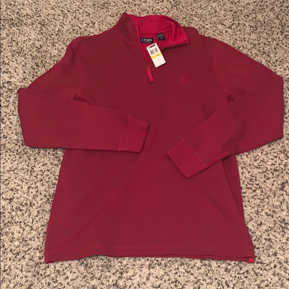 Chaps New Dark Red Zipup Longsleeve Sweater W/Tag